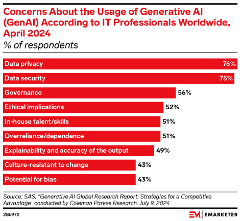 Concerns About the Usage of Generative AI (GenAI) According to IT Professionals Worldwide, April 2024 (% of respondents)